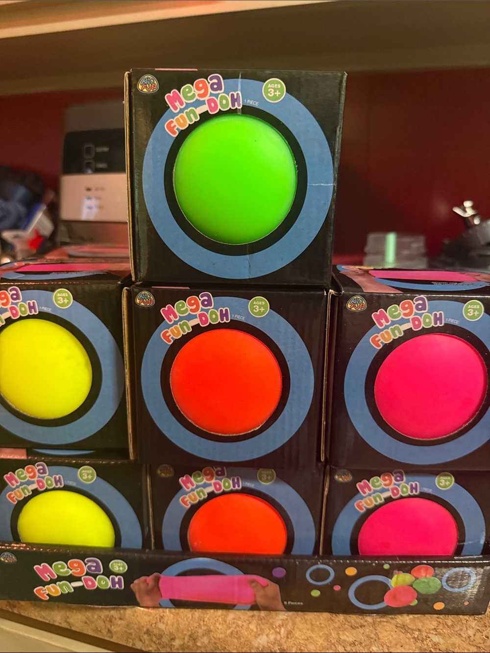 Kids Modeling Dough Set - Neon Green, Neon Yellow, Neon Orange, Neon Pink